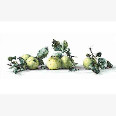 фото: картина, вышитая бисером, Натюрморт с яблоками