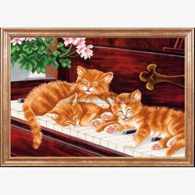 Схема для вышивки Котята на пианино