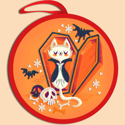 фото: схема для вышивки бисером Игрушка Halloween. Кот Дракула