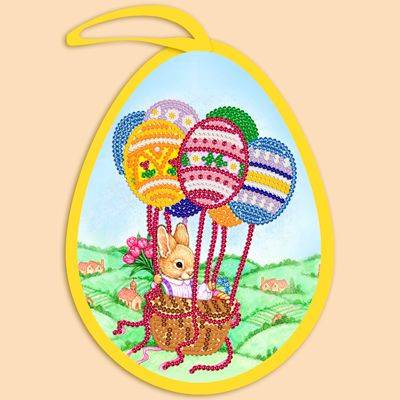 фото: пасхальная игрушка для вышивки бисером, Пасхальное яйцо. Зая на шариках