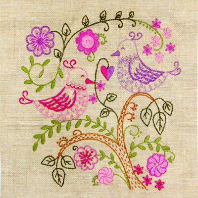 фото: набор для вышивки нитками Влюбленные птички
