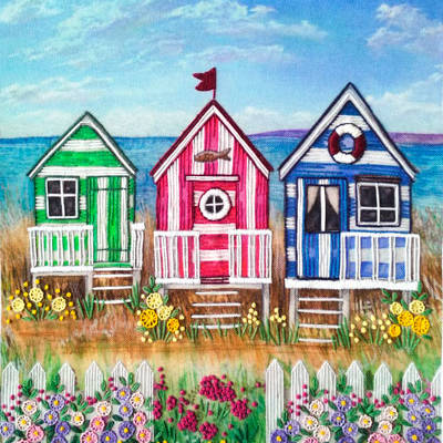 фото: картина для вышивки декоративными швами Пляжные домики