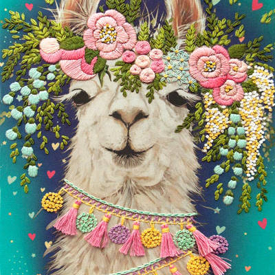 фото: картина для вышивки декоративными швами Цветочная леди