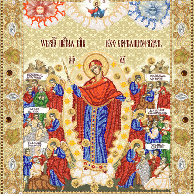 изображение: схема для вышивки бисером Образ Пресвятой Богородицы Всех скорбящих радость