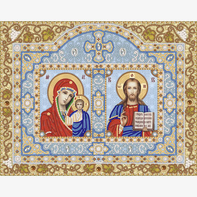 изображение: схема для вышивки бисером Иконостас. Богородица Казанская и Христос Спаситель