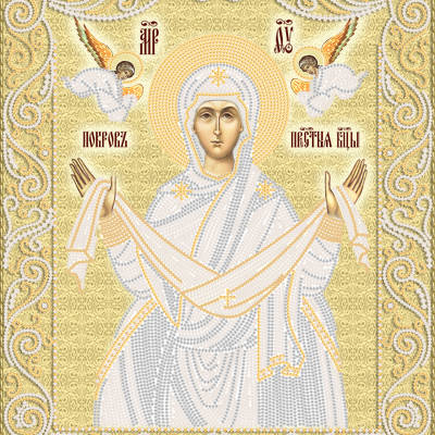 Схема для вышивки бисером иконы Покров Пресвятой Богородицы