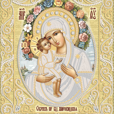 изображение: икона для вышивки бисером Жировицкая икона Божией Матери (золото)