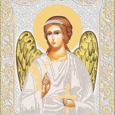изображение: икона для вышивки бисером Ангел Хранитель (серебро)