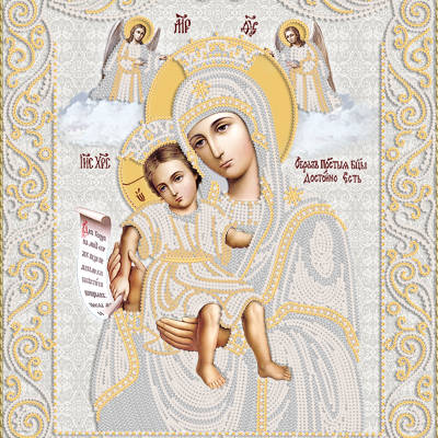 изображение: икона для вышивки бисером Икона Божией Матери Достойно есть (Милующая) (серебро)