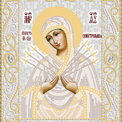 Схема для вышивки бисером иконы Образ Пресвятой Богородицы Семистрельная