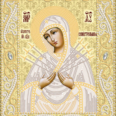 Схема для вышивки бисером иконы Образ Пресвятой Богородицы Семистрельная