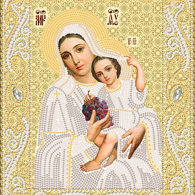 изображение: икона для вышивки бисером Образ Пресвятой Богородицы Покрывающяя