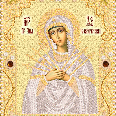 изображение: икона для вышивки бисером Семистрельная Пресвятая Богородица