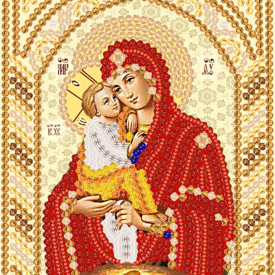 Схема для вышивки бисером Пресвятая Богородица Почаевская