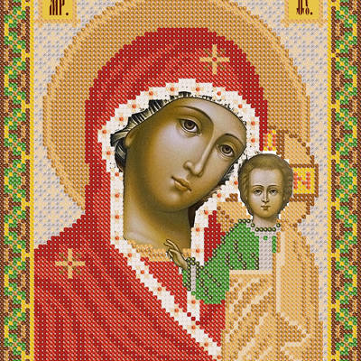 изображение: схема для вышивки бисером Богородица Казанская