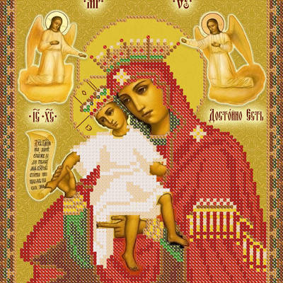 изображение: схема для вышивки бисером Икона Богородица Милующая (Достойно есть)