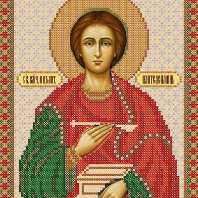 изображение: схема для вышивки бисером Икона Св. Пантелеймон Целитель