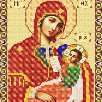 изображение: схема для вышивки бисером Богородица Утоли моя печали