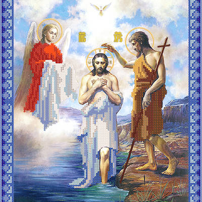 изображение: икона для вышивки бисером Крещение Господне