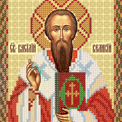 изображение: именная икона для вышивки бисером Св. Василий Великий