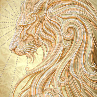 фото: картина, вышитая бисером, Золотой лев