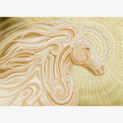 фото: картина, вышитая бисером, Золотой конь