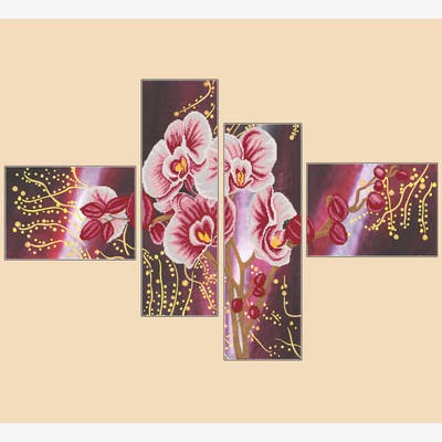 Схема для вышивки бисером Дикая орхидея, полиптих из 4 частей