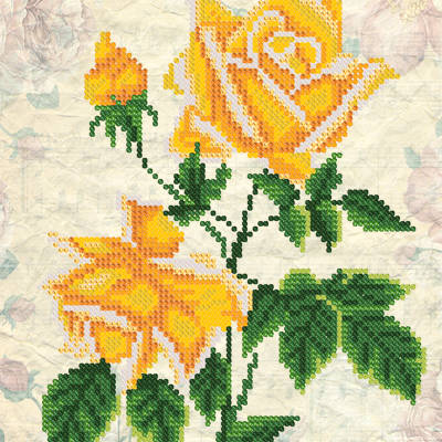 фото: картина для вышивки бисером Винтаж. Желтые розы