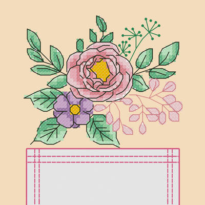 Схема для вышивки крестиком на одежде Цветы