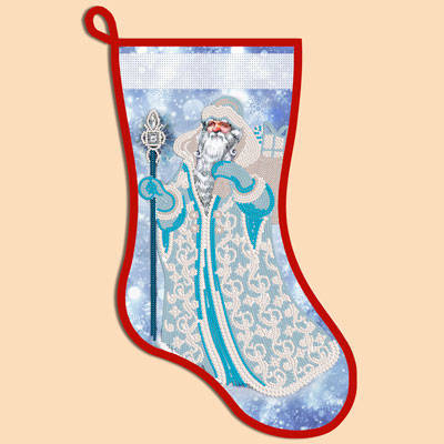 фото: схема для вышивания бисером новогоднего сапожка, Снежный Дед Мороз