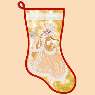 фото: схема для вышивания бисером новогоднего сапожка, Золотая Снегурочка