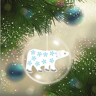 Схема-заготовка для вышивки новогодней игрушки Белый медведь