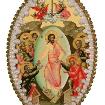 изображение: икона для вышивания бисером на пластиковой канве Воскресение Христово