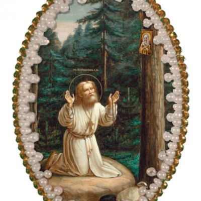изображение: икона для вышивания бисером на пластиковой канве Св. Прп. Серафим Саровский