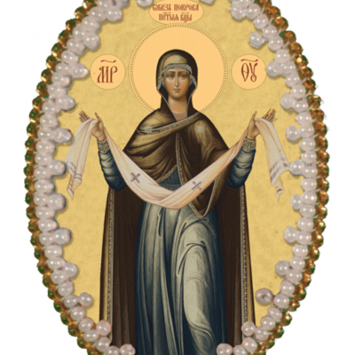 изображение: икона для вышивания бисером на пластиковой канве Покров пресвятой Богородицы