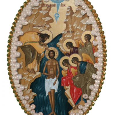 изображение: икона для вышивания бисером на пластиковой канве Крещение