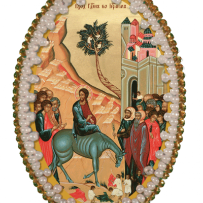 изображение: икона для вышивания бисером на пластиковой канве Вход Господень в Иерусалим