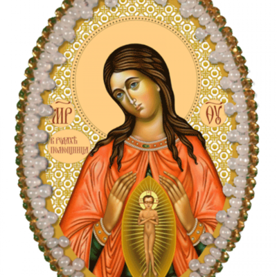 изображение: икона для вышивания бисером на пластиковой канве Богородица Помощница в родах
