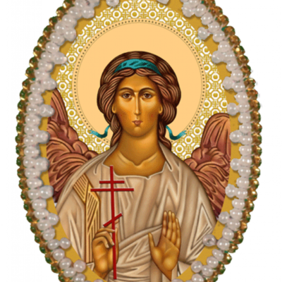 изображение: икона для вышивания бисером на пластиковой канве Ангел Хранитель