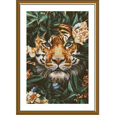 фото: картина, вышитая крестиком, Тигр