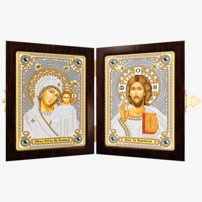 Набор с рамкой-складнем для вышивки бисером Богородица Казанская и Христос Спаситель