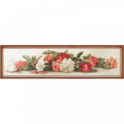 фото: картина для вышивки крестиком на канве с фоновым изображением букет роз