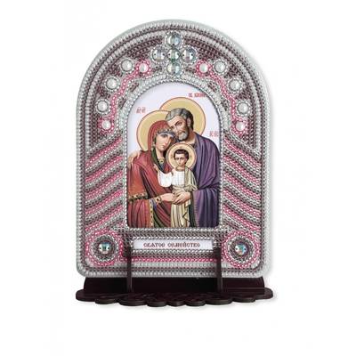 изображение: икона, в вышитой бисером в рамке-киоте Святое семейство