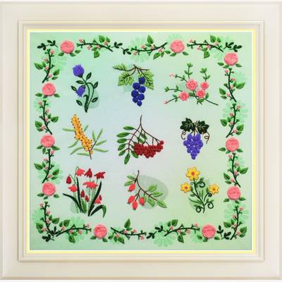 фото: картина для вышивки нитками, цветы и травы