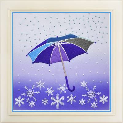 фото: картина для вышивки нитками, зимний зонтик
