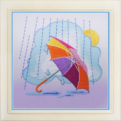 фото: картина для вышивки нитками, весенний зонтик