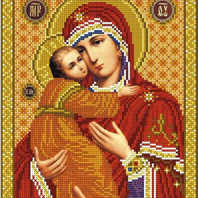 изображение: икона для вышивки бисером Владимирская Богородица