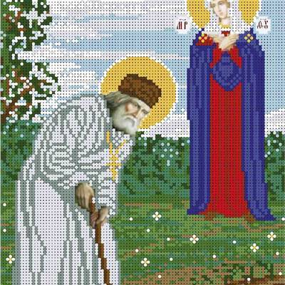 изображение: икона для вышивки бисером Явление Пресвятой Богородицы Серафиму