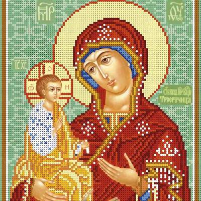 изображение: икона для вышивки бисером Образ Богородицы Троеручица