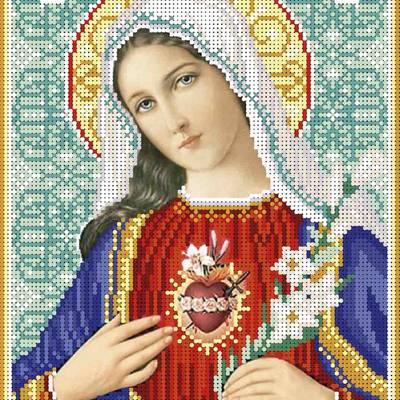 изображение: икона для вышивки бисером Святое сердце Марии